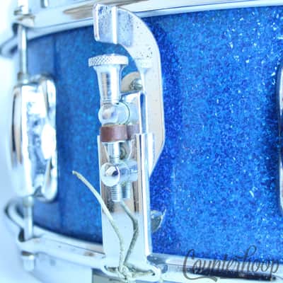 *Slingerland Hollywood Ace 14x5.5"Snare Drum Blue Sparkle Vintage 70s 5Ply Maple image 4