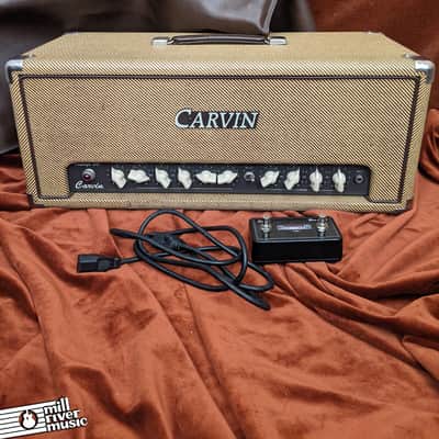 Carvin VT50 50W Guitar Tube Amplifier Head Lacquered Tweed w/ Footswitch & Cover image 2