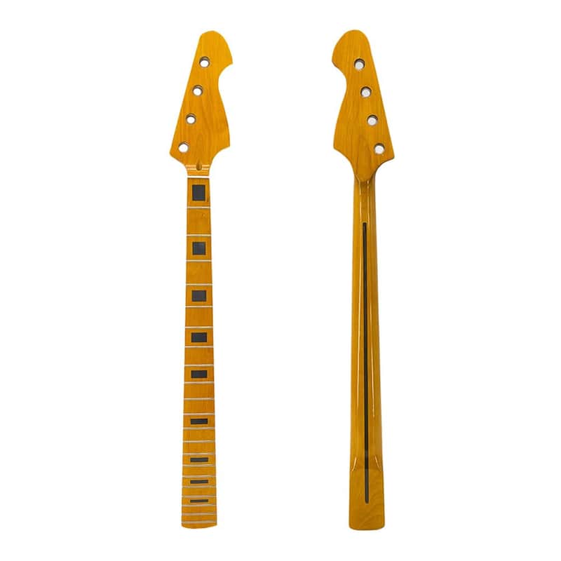 Electric Bass Guitar Neck Replacement Maple Bass Neck 4-String 21 Fret 34" Scale Maple Fingerboard Bolt-On Finished Parts for DIY Installation & Repair (38mm Nut and 64mm Heel) image 1