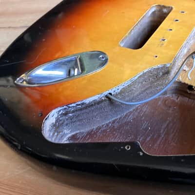 1970s Columbus Electric Guitar Stratocaster Body Used Roadworn image 5