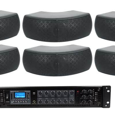 Rockville 6 Zone Commercial Amplifier+(10) Dual 4" Black Indoor/Outdoor Speakers image 1