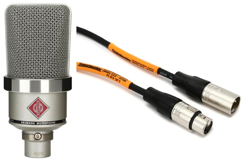 Neumann TLM 102 Large-diaphragm Condenser Microphone - Nickel  Bundle with Pro Co EXM-3 Excellines XLR Female to XLR Male Patch Cable - 3 foot image 1