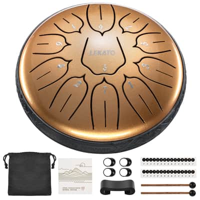 LEKATO 6 Inch 11 Notes Steel Drum D Major Beginner Hanpan Drum Percussion for Meditation Yoga Musical Education Christmas Gifts Champagne Gold imagen 5