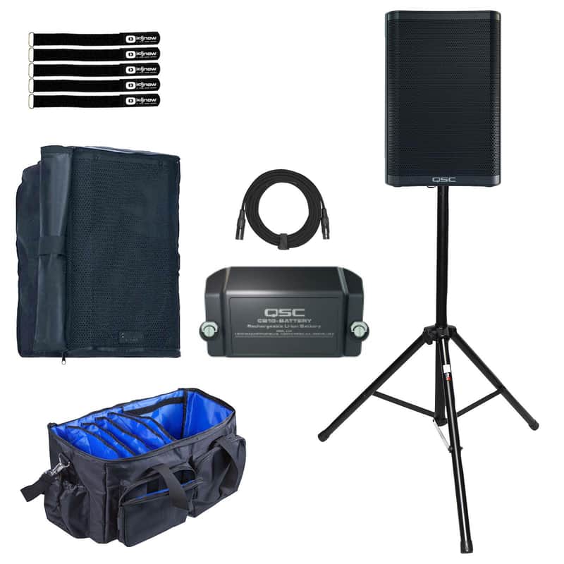 QSC CB10 10" Compact Portable Battery-Powered Loudspeaker System w Stand image 1