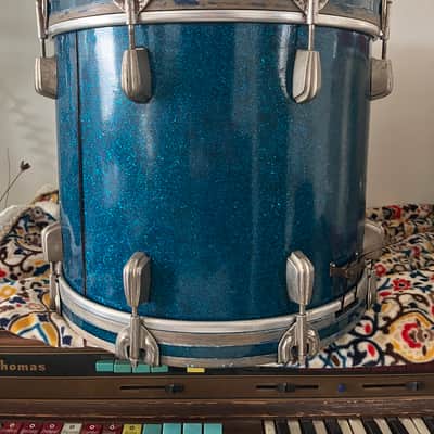 Slingerland Radio King 15x12” Blue Sparkle Parade / Marching Snare Drum image 4