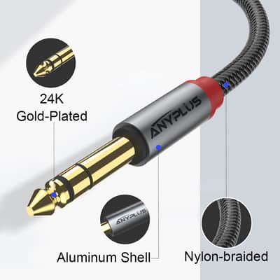 Guitar Cable, 2 m, 6.35 mm Cable Jack to Jack, Fish Wire Braided 6.35 mm Stereo Instrument for Guitar, Bass Amplifier, Key Instrument, Electronic Piano, etc. image 2