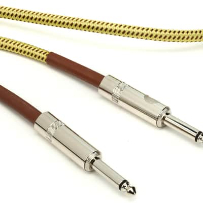 D'Addario PW-BG-10TW Braided Straight to Straight Instrument Cable - 10 foot Tweed image 1