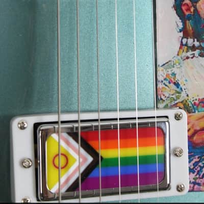 FOR CHARITY!!! 2021 Epiphone Les Paul Modern - Faded Pelham Blue - Pride Edition image 4