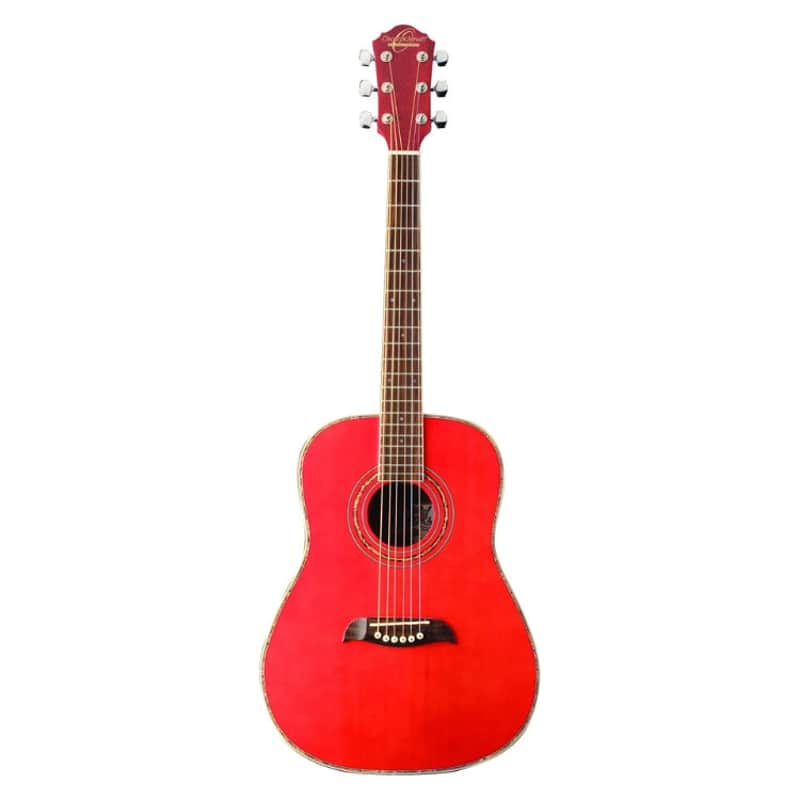 Oscar Schmidt OGHS 1/2 Size Acoustic Guitar-Trans Red *USA Small Business* image 1
