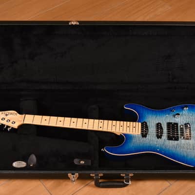 Schecter Custom Shop Sunset Custom II HSS Maple Neck Transparent Sky Blue image 4