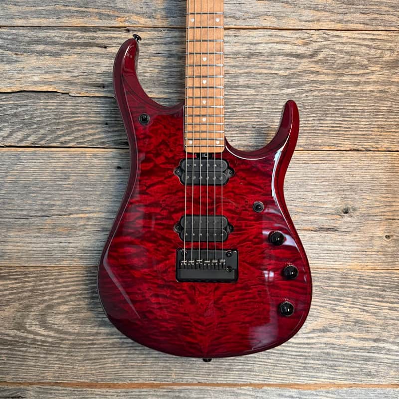 Ernie Ball Music Man JP15 Electric Guitar - Red Tide Quilt image 1