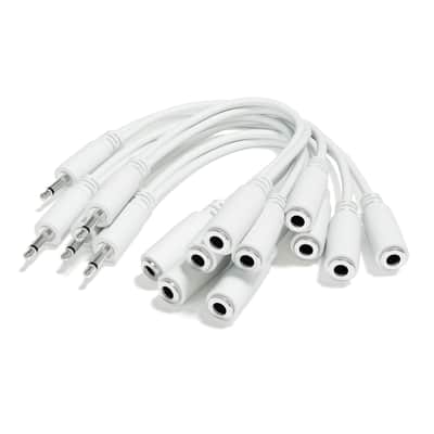 ExcelValley [White] 5-Pack - Mono Splitter Y Patch Cables - TS 3.5mm 1/8" Eurorack Synth Synthesizer image 1