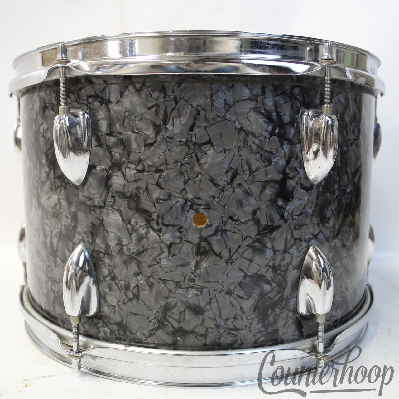 MIJ 13x9"Tom Drum BDP Japan 3Ply+Rings Clip Mount Vintage60s Black Diamond Pearl — main photograph