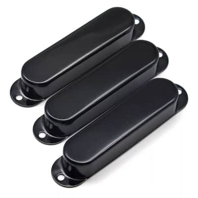 Stratocaster Metal Single Coil Pickup Covers (No Holes) - Black 3 Pcs image 1
