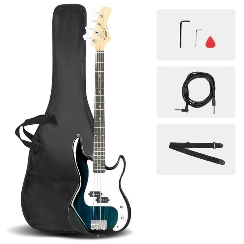 Glarry Electric P Style Bass Guitar 4 String + Cord + Wrench Tool +Bag Dark Blue image 1