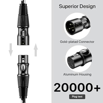 XLR Cable 6ft 6 Packs, Braided XLR Male to Female Balanced Microphone Cable, Gold Plated 3-Pin XLR Mic Cable, XLR Speaker Cable for Mixer, Amplifiers, Record image 2
