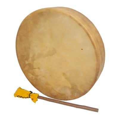 Dobani FD14AH ''Pre-Tuned Calfskin Head Wood Frame Drum with Antler Handle and Beater image 5