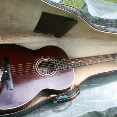 Yamaha Nippon Gakki Dynamic Guitar No.10B Red Label 1961 Maroon+Original Semi Hrad Case image 1