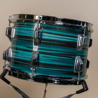 Vintage Rogers Turquoise Strata 14x22 8x12 and 16x16 Drum Set image 6