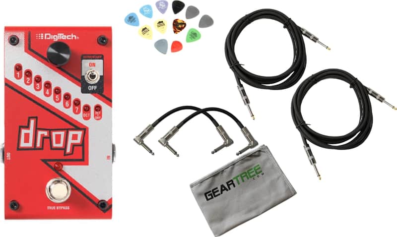 Digitech DROP Compact Polyphonic Drop Tune Pitch-Shifter w/ Power Supply, 4 Cables, Pick Pack, and Polish Cloth image 1