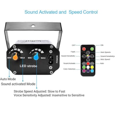 Halloween Strobe Light With Remote, Sound Activated Mini Led Strobe Lights, Super Bright 48 Rgb Led, Remote Control Flash Stage Lighting, Best For Dj Home Party Show Club Disco Dance (2-Pack) image 5
