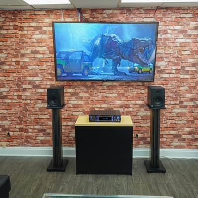 Pair Rockville RockShelf 58D Dark Wood 5.25" Bookshelf Speakers+36" Stands+Rack image 20