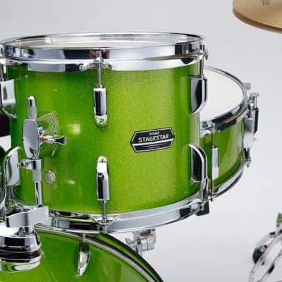 Tama ST52H5CLGS- Stagestar 5-pc Drum Kit W/ Hardware, Throne, Cymbals. Complete Set - Lime Green Sparkle image 6