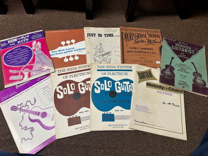 Used Vintage Retro Old Set of 9 different music books Solo/Spanish/Method Guitar image 1
