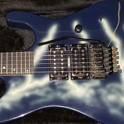 Legendary Very Rare kramer nightswan lightning 1989 dark blue with lightning storm paint job image 2