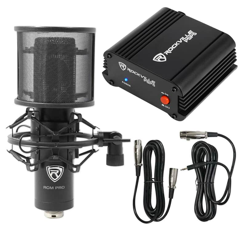 Rockville RCM PRO Studio Recording Condenser Microphone+Phantom Power Supply image 1
