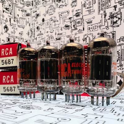 RCA 5687 Black Plate Matched Quad - 1960s NOS | Audio Driver image 2