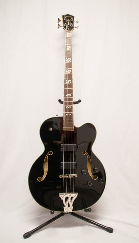 Washburn AB-90 Bass Semi-Hollow Black Guitar  4 String 35 Scale image 1