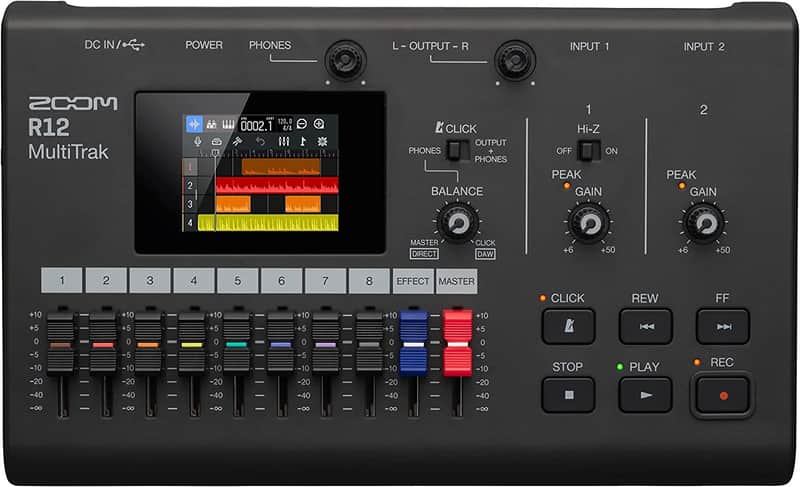 Zoom R12 Multi Track Portable Recorder, with Touchscreen, Onboard Editing, 8 Tracks, 2 Combo Inputs, Effects, Synth, Drum Loops, Battery Powered, and USB Audio Interface image 1