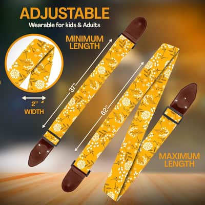 Guitar Strap For Acoustic Guitars , Electric Guitars and Bass Yellow Spring, Includes 2 Strap Locks To Keep Your Guitar Safe Adjustable Guitar Strap & 2 Unique Picks and Pick Pocket Guitar Accessories image 2