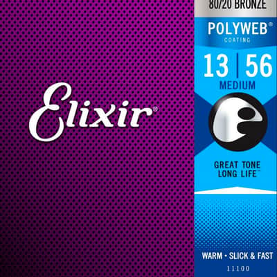 Elixir 11100 Polyweb 80/20 Bronze Medium Acoustic Guitar Strings (13-56) image 1