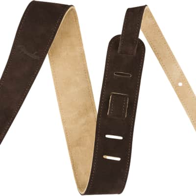 Fender Logo 2" Suede Strap, Brown/Tan, Reversible Guitar Strap #0990691021 image 1