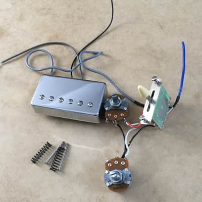 Custom Chrome Cover Humbucker Wiring  Harness Pickup + 2 Original Pots + Switch image 1
