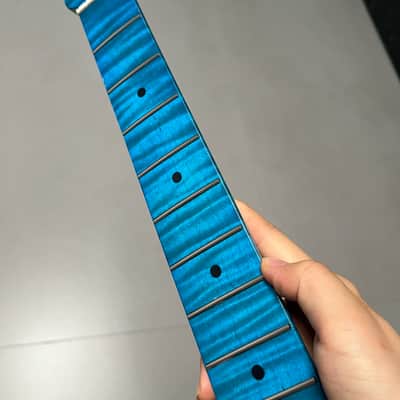 AAAAA Tele Blue Gloss Natural color Flame Maple Electric Guitar Neck Round stainless steel 22 frets hole 10mm image 3