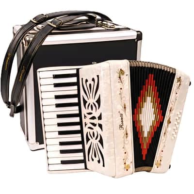 Rossetti 2512-WH Piano Keys & 12 Bass Buttons Piano Accordion w/Hard Case & Shoulder Straps image 1