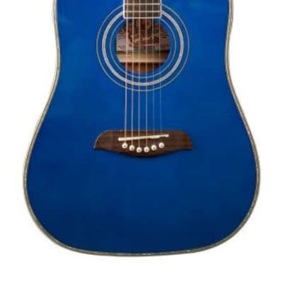 Oscar Schmidt OG1TBL-A 3/4 Size Dreadnought Acoustic Guitar, Trans Blue image 2