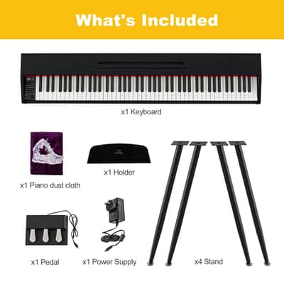 88-Key Semi-Weighted Digital Piano w/ Triple Pedal Bluetooth MIDI Dual Keyboard image 8