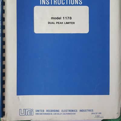 Operating Manual for Urei 1178 Dual Peak Limiter 1988 image 1