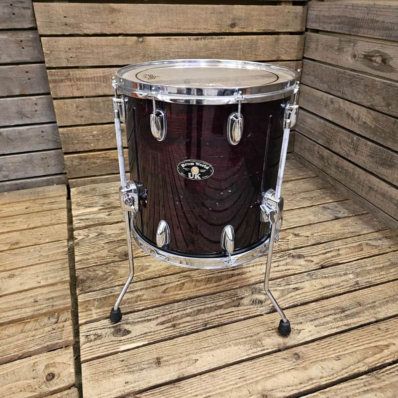 Drumworld 14" Floor Tom Drum, Transparent Red USED! RKDWD160126 image 1