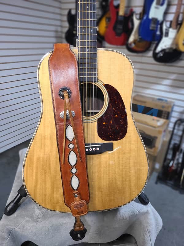 Oatmeal Edition - Handcrafted Full-Grain Leather Guitar Strap with Genuine Louisiana Alligator image 1