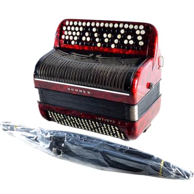 Rare Old/Vintage Top German Made Chromatic C System Button Accordion Hohner Artiste V - 120 bass + Brand New Petrof Straps - Golden Era image 2