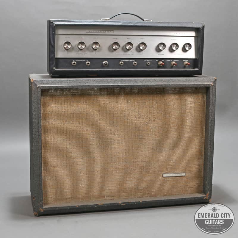 1960s Silvertone 1484 Twin Twelve Head & Piggyback 2x12" Cabinet image 1