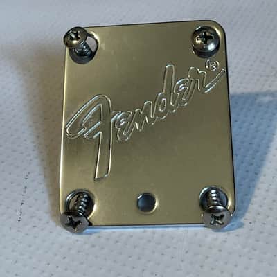 1990's Era Fender USA Stratocaster Guitar Chrome Neckplate & Screws image 2
