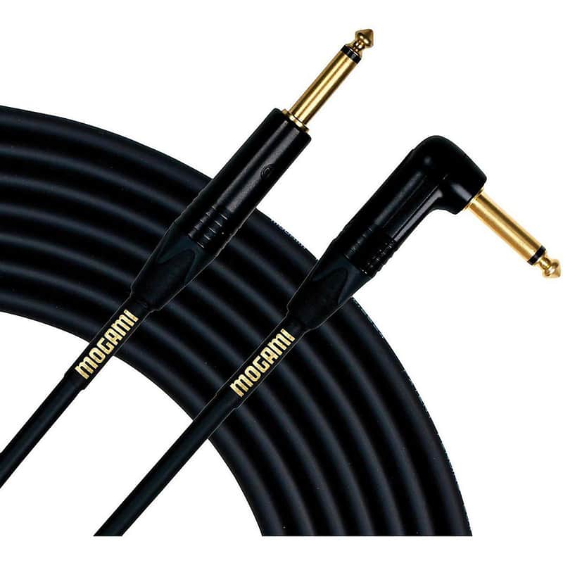 Mogami Gold Guitar Bass Instrument Cable 1/4" TS Straight to Right-Angle 6 ft image 1