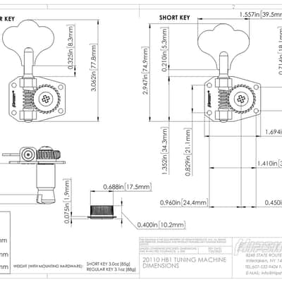 NEW Hipshot HB1 BASS TUNER - SHORT CLOVER KEY - GOLD TREBLE 20110SKGT image 2