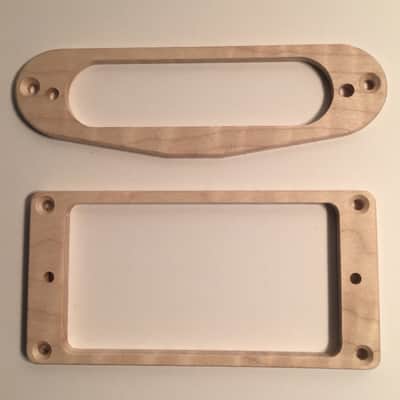 Guilford Flame Maple Flat H/S Humbucker Strat Pickup Ring Set-USA Natural Wood image 2